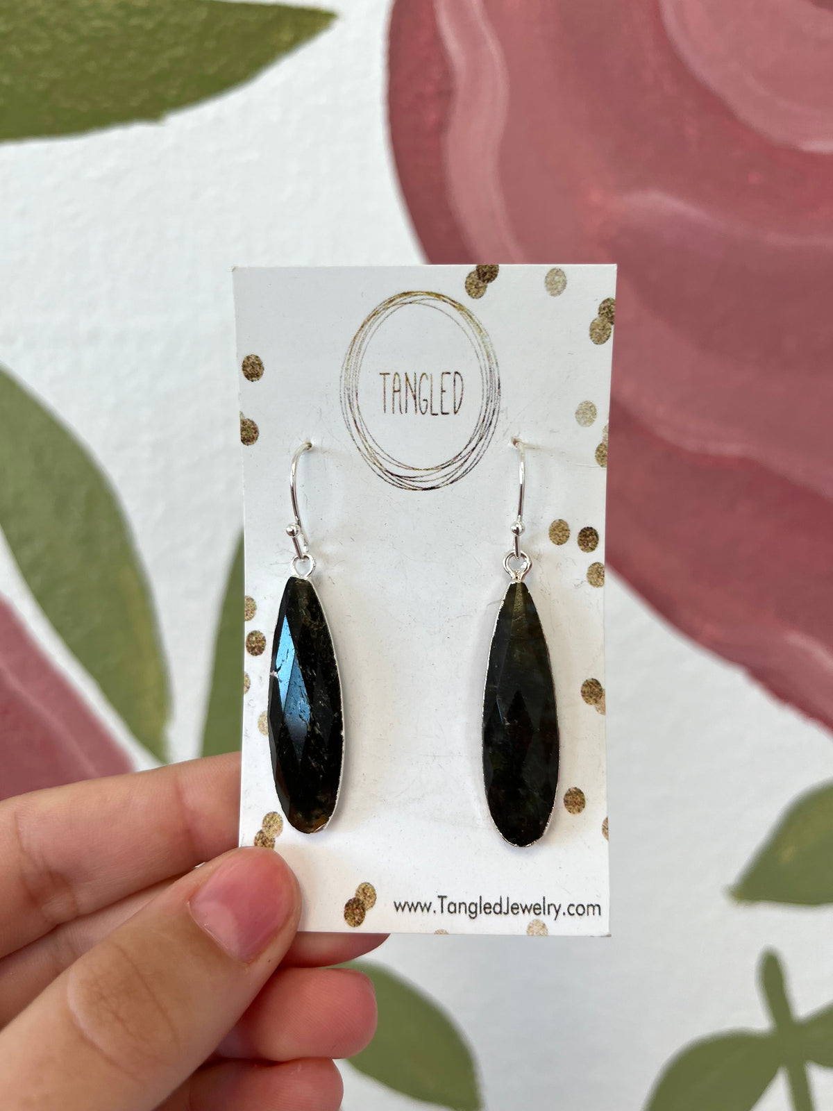 Silver Labradorite Drop Earrings - AM