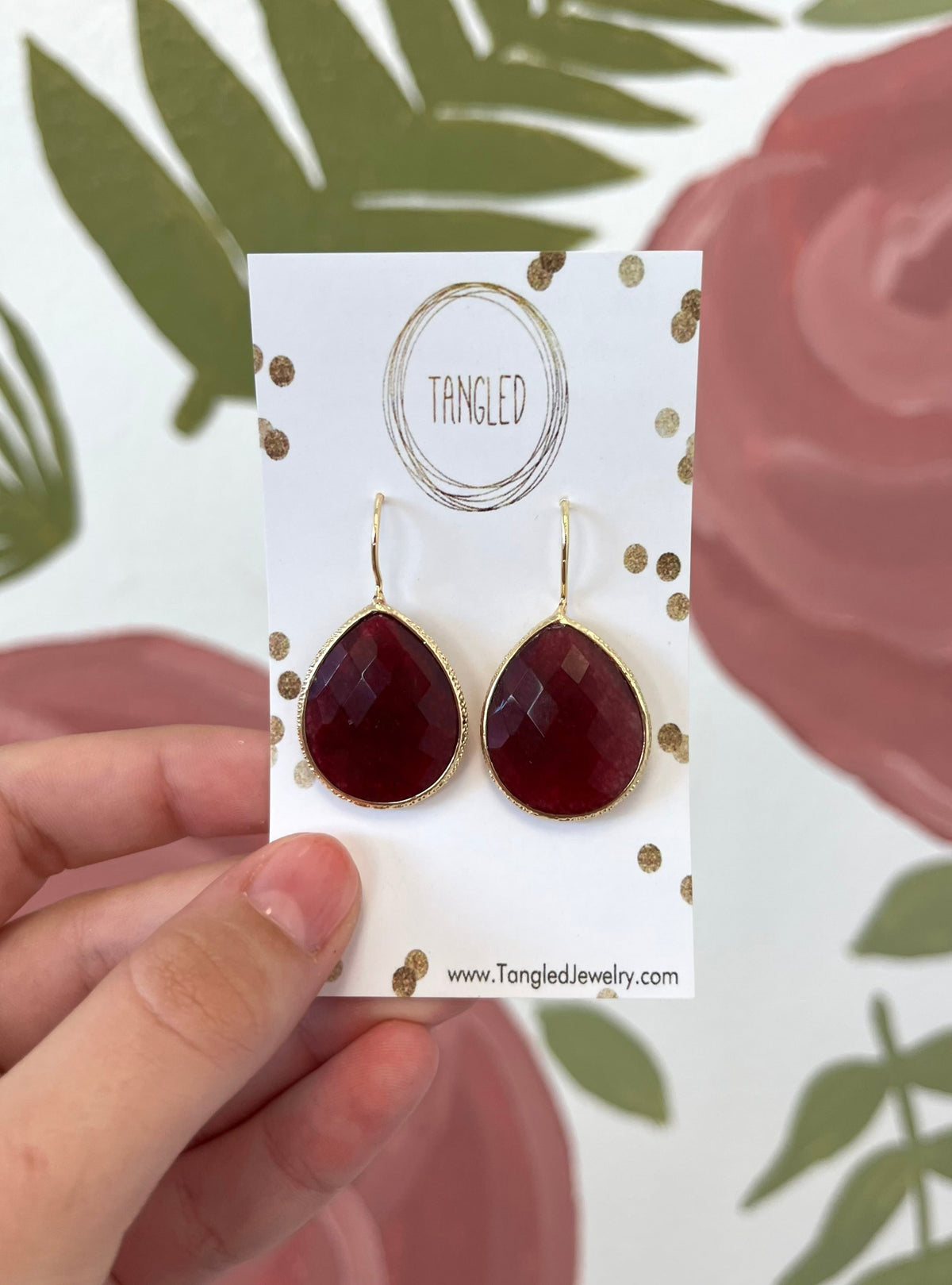 Melanie Teardrop Earrings - Garnet - AW