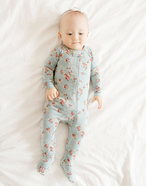 Floral Mint Footie