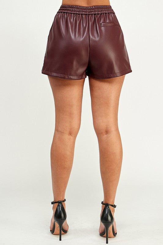 Carlie Leather Shorts - Wine