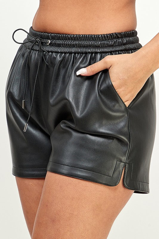 Carlie Leather Shorts - Black