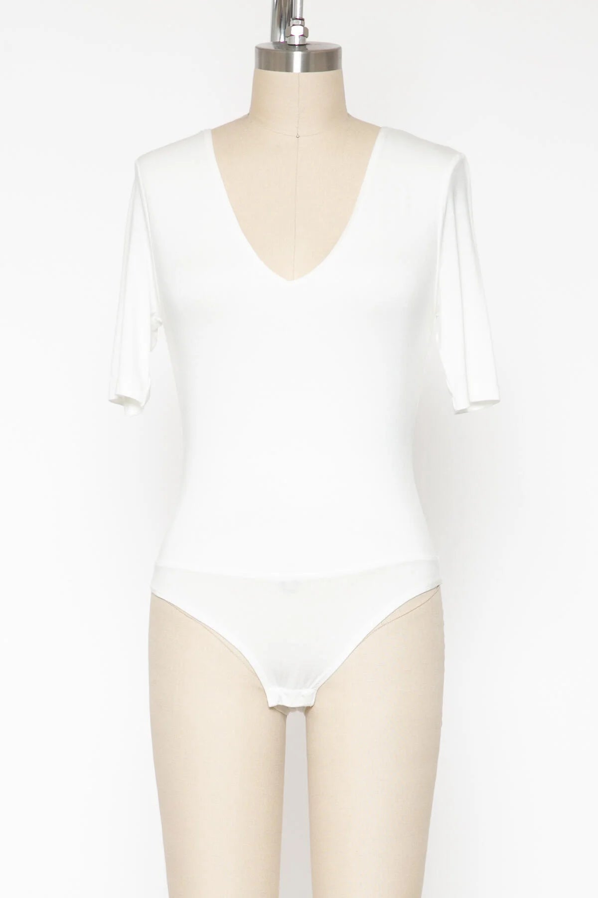 Dream V Neck Half Sleeve Bodysuit - Ivory