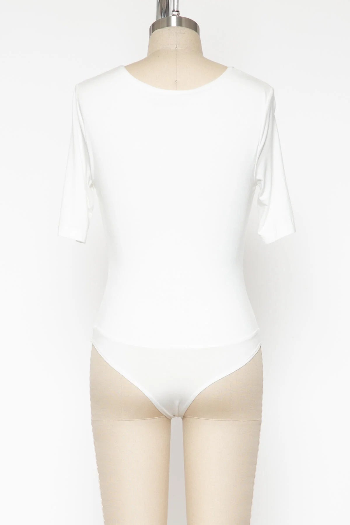 Dream V Neck Half Sleeve Bodysuit - Ivory