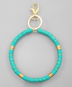 Rubber Beads Keyring - Turquoise