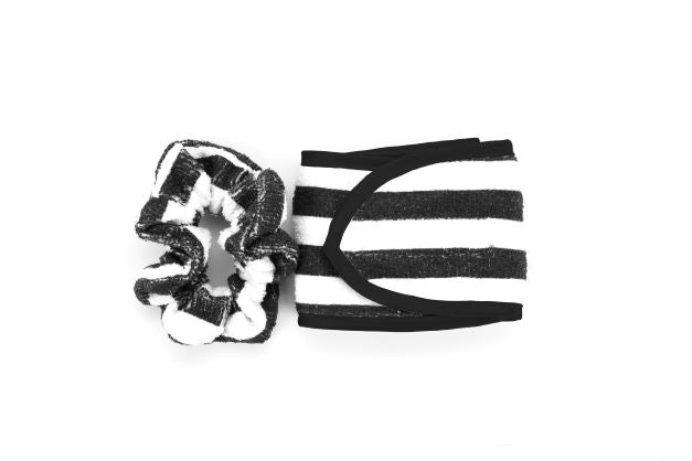 Scrunchie & Headband Duo - BW Stripe