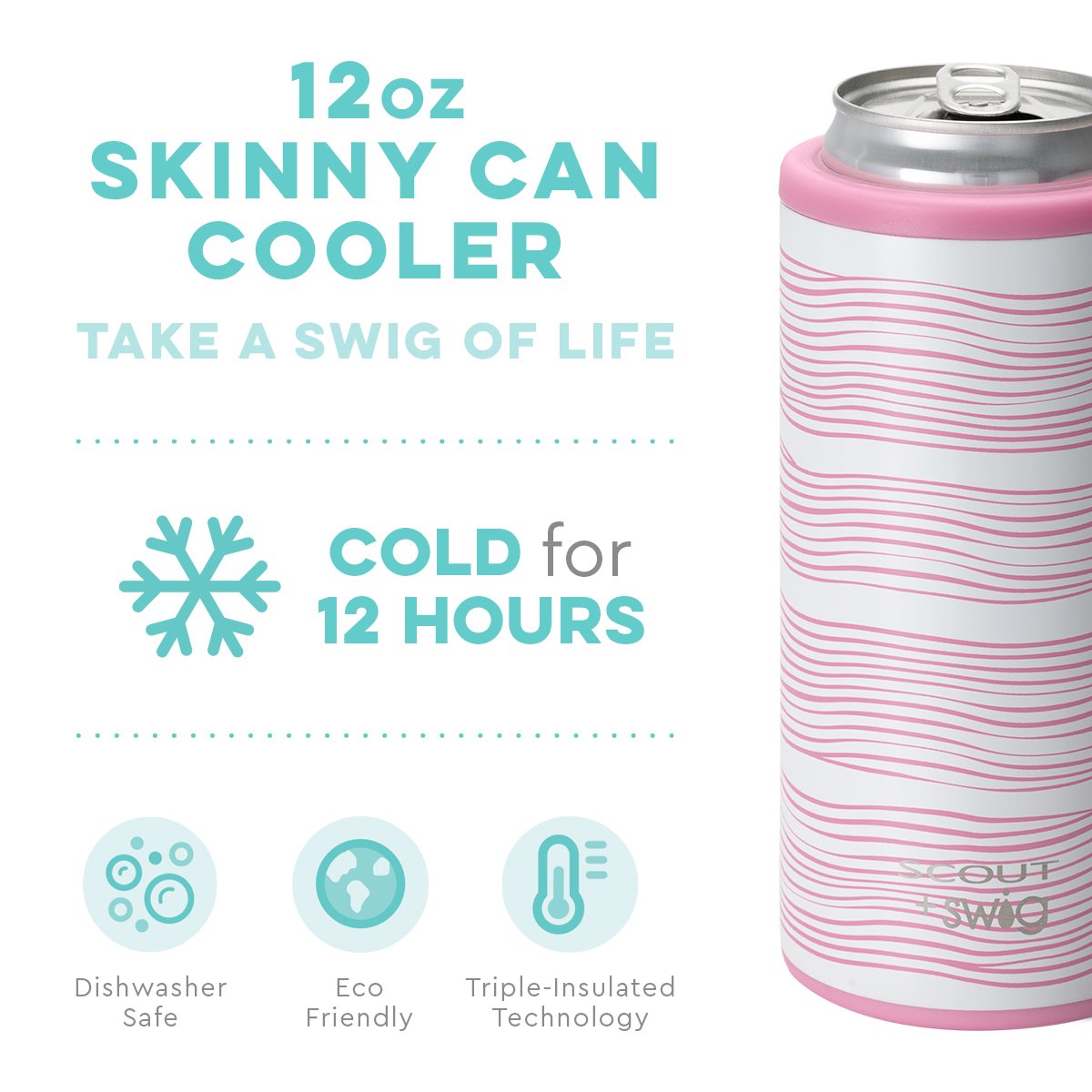 Skinny Can Swig - Pink Wavy