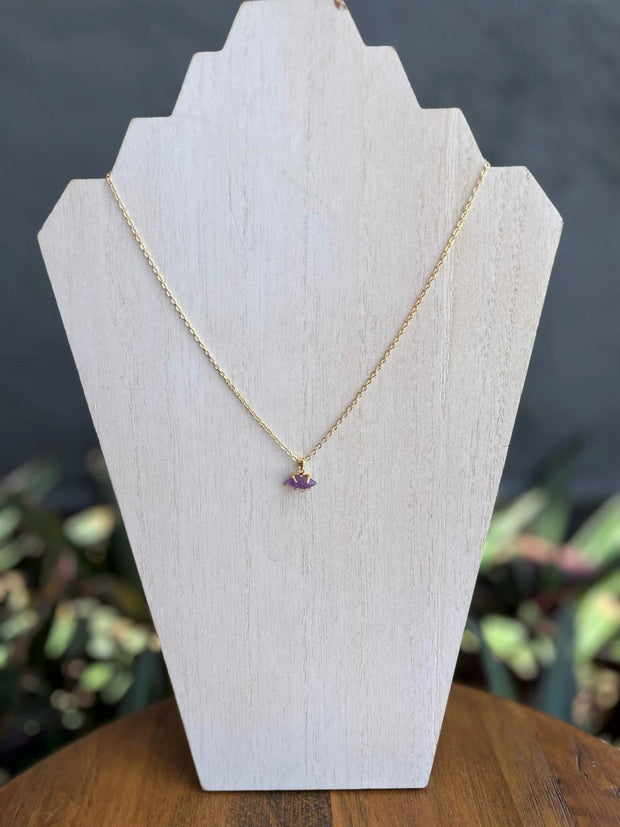 Gold Claw Necklace - Amethyst